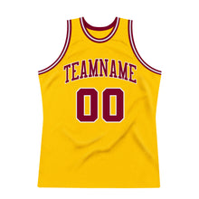 Load image into Gallery viewer, Custom Gold Maroon-White Authentic Throwback Basketball Jersey