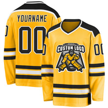 Load image into Gallery viewer, Custom Gold Black-White Hockey Jersey