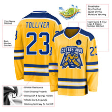 Load image into Gallery viewer, Custom Gold Royal-White Hockey Jersey