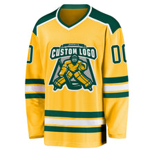 Load image into Gallery viewer, Custom Gold Green-White Hockey Jersey