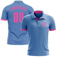 Load image into Gallery viewer, Custom Light Blue Pink Performance Golf Polo Shirt