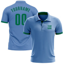 Load image into Gallery viewer, Custom Light Blue Kelly Green Performance Golf Polo Shirt