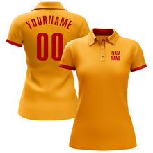 Load image into Gallery viewer, Custom Gold Red Performance Golf Polo Shirt