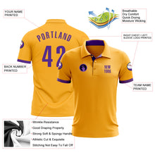 Load image into Gallery viewer, Custom Gold Purple Performance Golf Polo Shirt