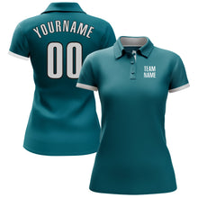 Load image into Gallery viewer, Custom Teal White-Black Performance Golf Polo Shirt