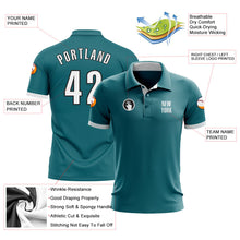 Load image into Gallery viewer, Custom Teal White-Black Performance Golf Polo Shirt