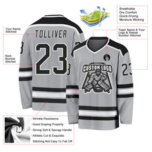 Load image into Gallery viewer, Custom Gray Black-White Hockey Jersey