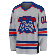 Load image into Gallery viewer, Custom Gray Royal-Red Hockey Jersey