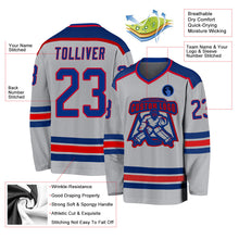 Load image into Gallery viewer, Custom Gray Royal-Red Hockey Jersey