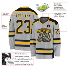 Load image into Gallery viewer, Custom Gray Black-Gold Hockey Jersey