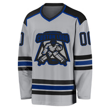 Load image into Gallery viewer, Custom Gray Black-Royal Hockey Jersey