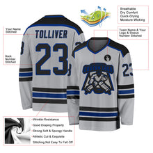 Load image into Gallery viewer, Custom Gray Black-Royal Hockey Jersey