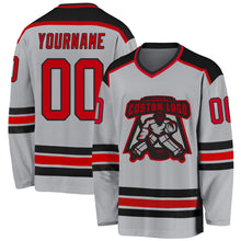 Load image into Gallery viewer, Custom Gray Red-Black Hockey Jersey