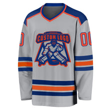 Load image into Gallery viewer, Custom Gray Orange-Royal Hockey Jersey