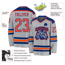 Load image into Gallery viewer, Custom Gray Orange-Royal Hockey Jersey