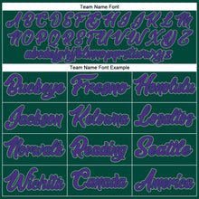 Load image into Gallery viewer, Custom Hunter Green White-Purple Authentic Throwback Basketball Jersey