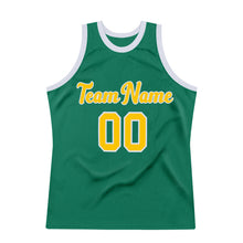 Load image into Gallery viewer, Custom Kelly Green Gold-White Authentic Throwback Basketball Jersey
