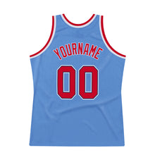 Load image into Gallery viewer, Custom Light Blue Red-Navy Authentic Throwback Basketball Jersey