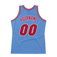 Load image into Gallery viewer, Custom Light Blue Red-Black Authentic Throwback Basketball Jersey