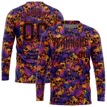 Load image into Gallery viewer, Custom 3D Pattern Halloween Skulls Long Sleeve Performance T-Shirt