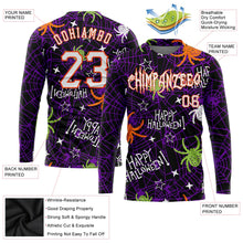 Load image into Gallery viewer, Custom 3D Pattern Happy Halloween Spiders Long Sleeve Performance T-Shirt