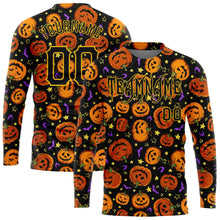 Load image into Gallery viewer, Custom 3D Pattern Halloween Pumpkins Bats Stars Long Sleeve Performance T-Shirt