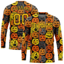 Load image into Gallery viewer, Custom 3D Pattern Halloween Pumpkins Long Sleeve Performance T-Shirt
