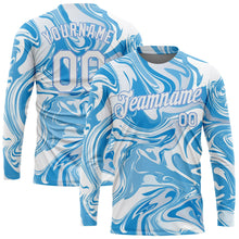 Load image into Gallery viewer, Custom 3D Pattern Design Abstract Ocean With Waves Fluid Art Long Sleeve Performance T-Shirt