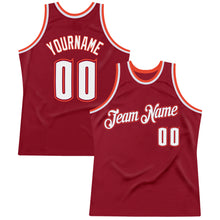 Load image into Gallery viewer, Custom Maroon White-Orange Authentic Throwback Basketball Jersey