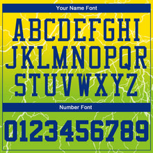 Load image into Gallery viewer, Custom Neon Green Royal-Gold Round Neck Sublimation Basketball Suit Jersey