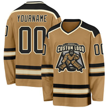 Load image into Gallery viewer, Custom Old Gold Black-Cream Hockey Jersey