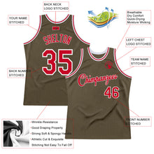 Load image into Gallery viewer, Custom Olive Red-White Authentic Throwback Basketball Jersey