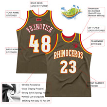 Load image into Gallery viewer, Custom Olive White-Red Authentic Throwback Basketball Jersey
