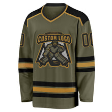 Load image into Gallery viewer, Custom Olive Black-Old Gold Salute To Service Hockey Jersey