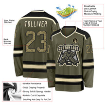 Load image into Gallery viewer, Custom Olive Camo Black-Cream Salute To Service Hockey Jersey