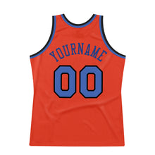 Load image into Gallery viewer, Custom Orange Blue-Navy Authentic Throwback Basketball Jersey
