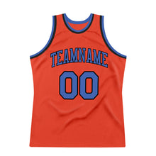 Load image into Gallery viewer, Custom Orange Blue-Navy Authentic Throwback Basketball Jersey
