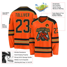 Load image into Gallery viewer, Custom Orange Black-Old Gold Hockey Jersey