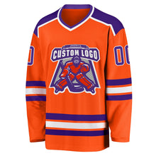 Load image into Gallery viewer, Custom Orange Purple-White Hockey Jersey