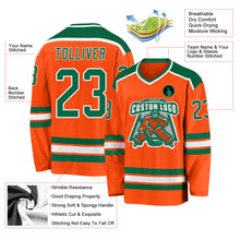 Load image into Gallery viewer, Custom Orange Kelly Green-White Hockey Jersey