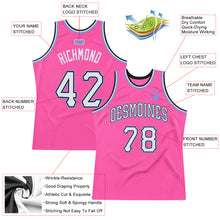 Load image into Gallery viewer, Custom Pink White-Light Blue Authentic Throwback Basketball Jersey