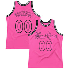 Load image into Gallery viewer, Custom Pink Pink-Black Authentic Throwback Basketball Jersey
