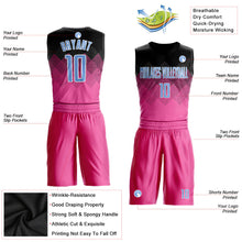 Load image into Gallery viewer, Custom Pink Light Blue Black-White Round Neck Sublimation Basketball Suit Jersey