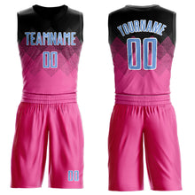 Load image into Gallery viewer, Custom Pink Light Blue Black-White Round Neck Sublimation Basketball Suit Jersey