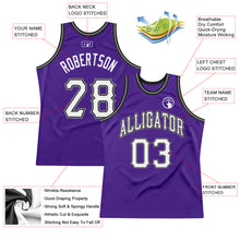 Load image into Gallery viewer, Custom Purple White-Black Authentic Throwback Basketball Jersey