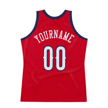 Load image into Gallery viewer, Custom Red White-Navy Authentic Throwback Basketball Jersey