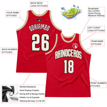 Load image into Gallery viewer, Custom Red White-Old Gold Authentic Throwback Basketball Jersey