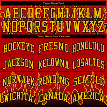 Load image into Gallery viewer, Custom Red Gold-Black Flame Round Neck Sublimation Basketball Suit Jersey