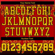 Load image into Gallery viewer, Custom Red Gold-Black Flame Round Neck Sublimation Basketball Suit Jersey