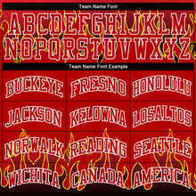 Load image into Gallery viewer, Custom Red Red-Black Flame Round Neck Sublimation Basketball Suit Jersey